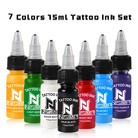 Tattoo Ink Set NISIMP Professional Pre-Dispersed 7 & 14 Vibrant Colors — High Pigment Skin-Friendly Tattoo Ink for Outlining Shading Color Packing Body Painting Beginners & Expert Artists
