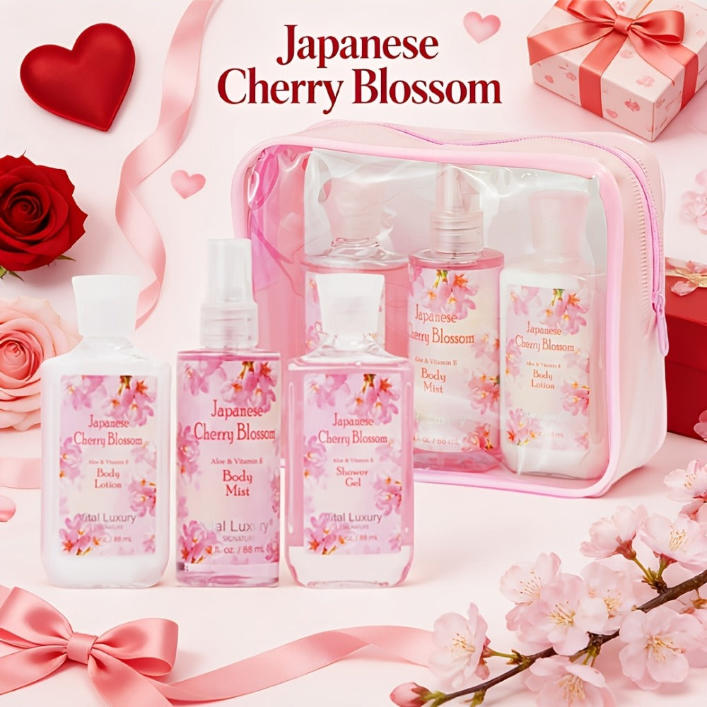 Three-Piece Vanilla Heaven Bath Set with 3 oz Shower Gel, Body Lotion, Body Mist and Clear Pouch