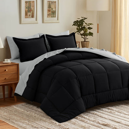 7 Piece Comforter Set Luxury Soft Fluffy Bedding All Season Bed in a Bag with Comforter Fitted Sheet Flat Sheet Pillowcases Hypoallergenic Breathable Easy Care Queen King Twin XL Full