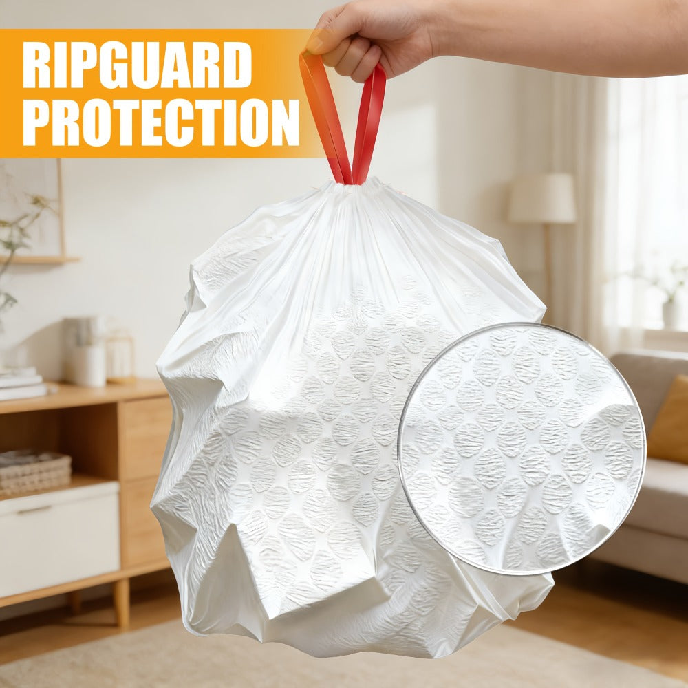 13-Gallon Scented Drawstring Trash Bags in White with Pink Ties and 20, 55, 110 or 165-Count Packs