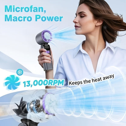 Foldable Handheld Fan with Contact Cooling Plate, Digital Display, 1-100 Speeds and Six Styles