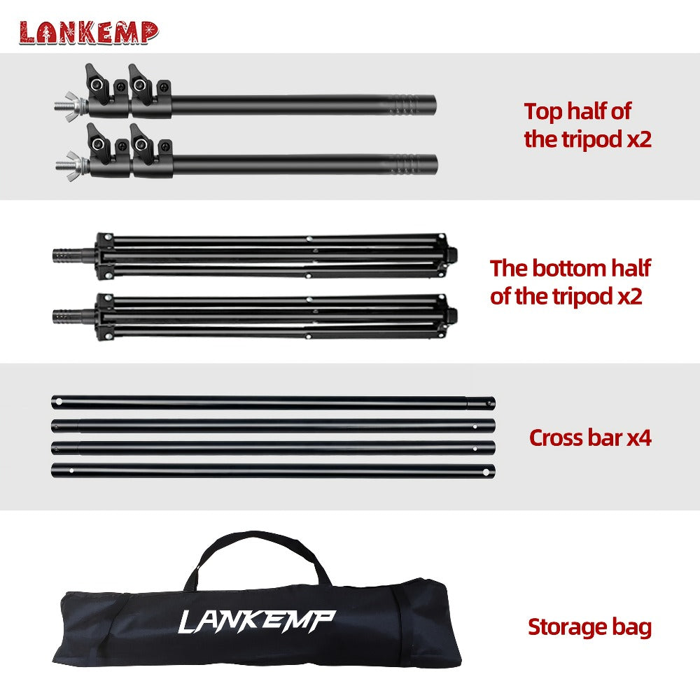 LANKEMP 6.6-Foot Square Photography Backdrop Stand Kit with Two Tripods, Four Crossbars, Clips and Carry Bag