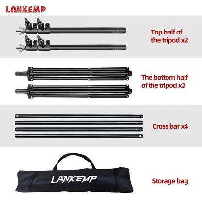 LANKEMP 6.6-Foot Square Photography Backdrop Stand Kit with Two Tripods, Four Crossbars, Clips and Carry Bag