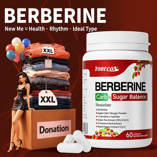 Dietary Supplement Berberine Capsules with Apple Cider Vinegar, Cinnamon and Green Tea, 60 Count