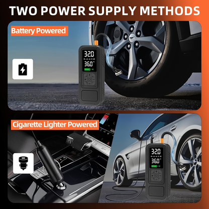 160 PSI Cordless Tire Inflator with 6000mAh Battery, Digital Pressure Display, LED Light and Nozzle Set