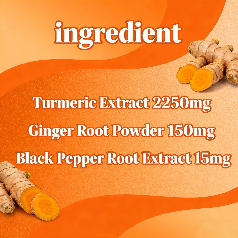 Herbal Supplement with Tecepec Label, Turmeric Ginger and Black Pepper 2400mg Capsules, 120 Count