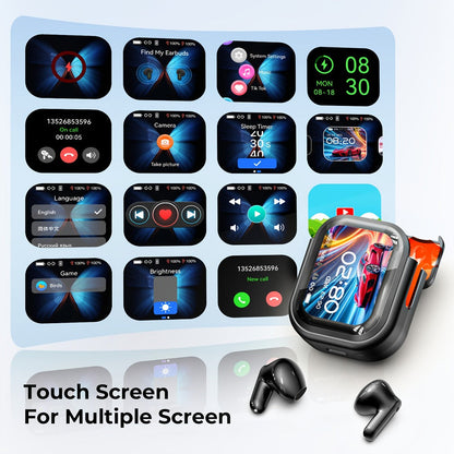 AI Translation Earbuds with Color Touchscreen Charging Case in Black or White and Five Bundle Options