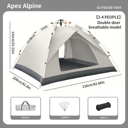 Pop Up Tent Windproof Sun Resistant Double Door Camping Outdoor