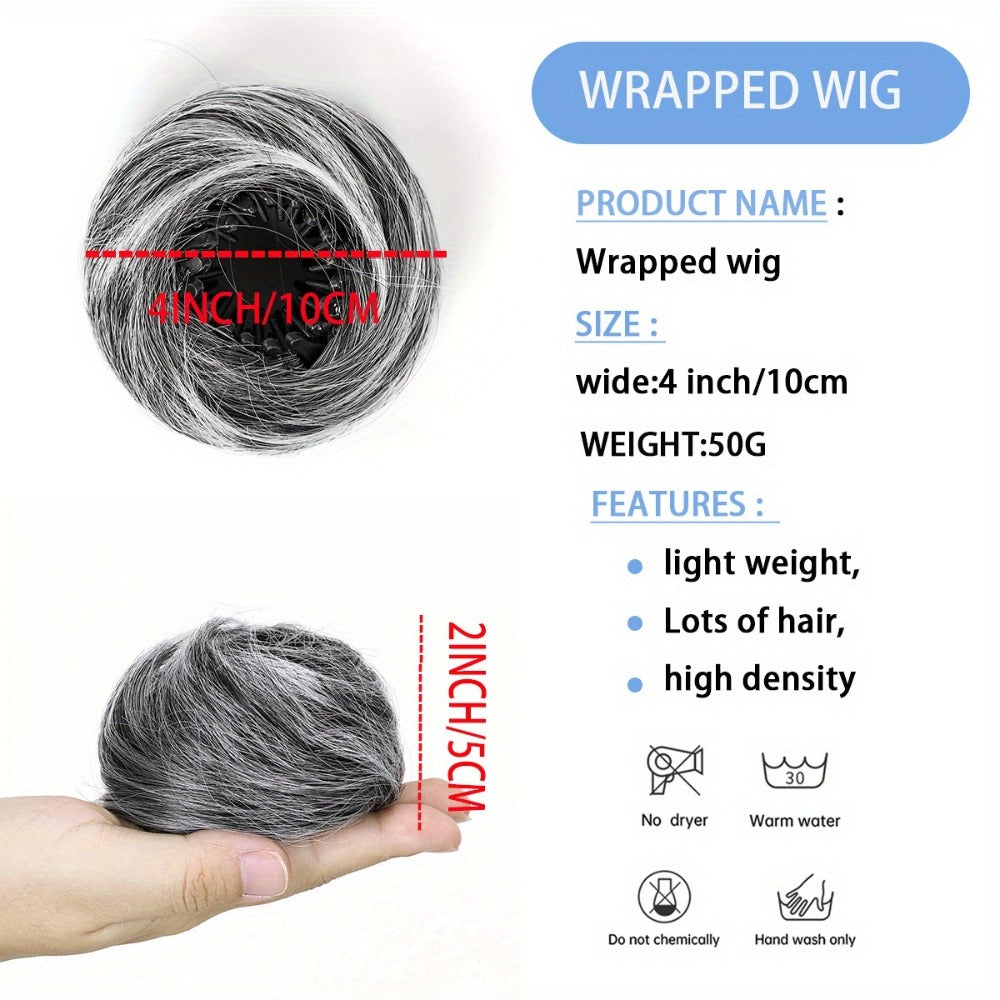 Hair Accessories Four-Inch Curly Bun Hair Piece in Six Synthetic Fiber Colors for Updo Styling