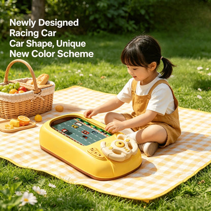 Electronic Racing Steering Wheel Game Toy with 200 Pictured Levels, Two Speeds and Yellow or Green Options