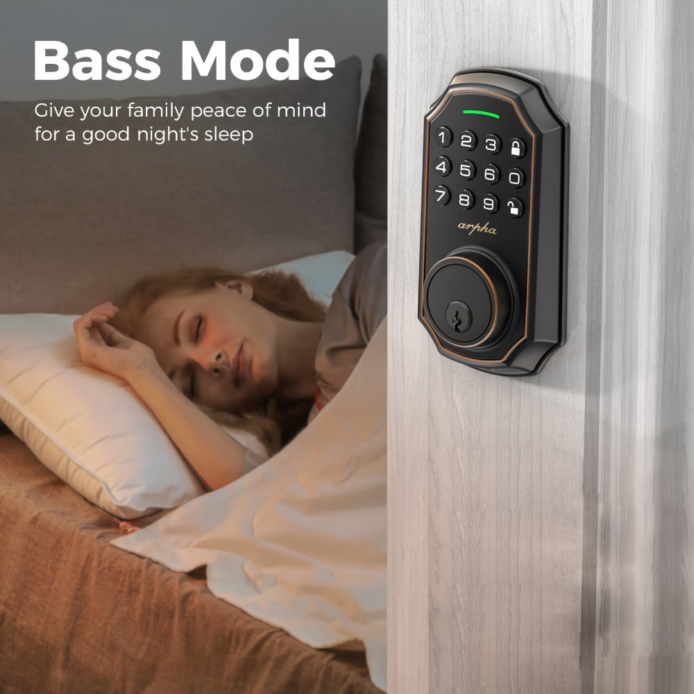 100 Code Keypad Door Lock Smart Keyless Entry Deadbolt – Anti-Peep Password, One-Touch Auto Lock, Fingerprint & WiFi Options, Zinc Alloy Front Door Lock, Easy Install, Low Battery Alarm, Black Silver