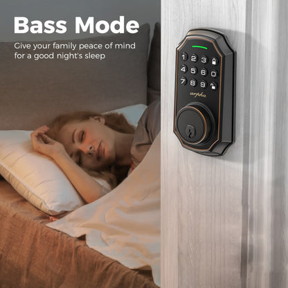 100 Code Keypad Door Lock Smart Keyless Entry Deadbolt – Anti-Peep Password, One-Touch Auto Lock, Fingerprint & WiFi Options, Zinc Alloy Front Door Lock, Easy Install, Low Battery Alarm, Black Silver