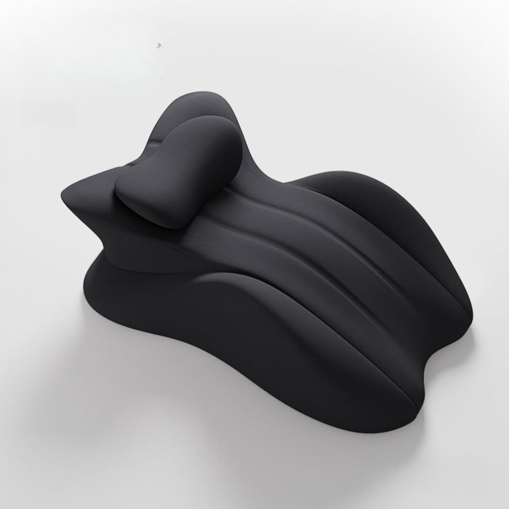 Black Multiposition Wedge Cushion with Raised Center Bolster and 23 x 30 x 9-Inch Pictured Dimensions