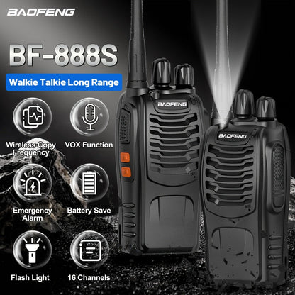Baofeng Long Range Walkie Talkies for Adults with Earpieces 16 Channel Rechargeable Two Way Radio VOX Flashlight for Camping Hiking Skiing Cruise Family Adventure Available in 1 2 4 6 8 10 Pack