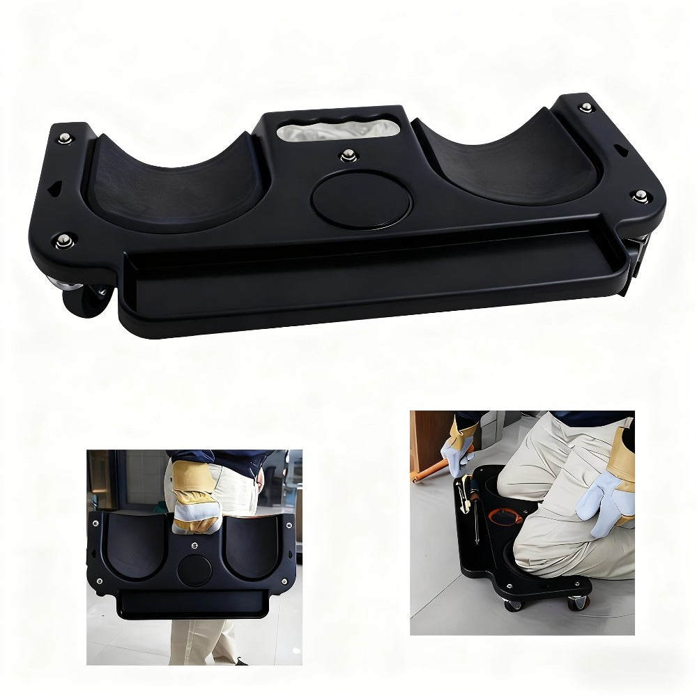 Rolling Knee Pad with Wheels & Built-In Tool Tray - Cushioned Kneeling Platform for Mechanics, Carpenters & Flooring Work