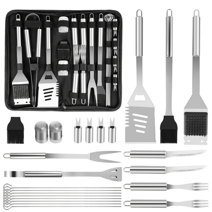15- or 24-Piece BBQ Tool Set with Spatula, Tongs, Forks, Skewers, Brushes and Carry Case Pictured