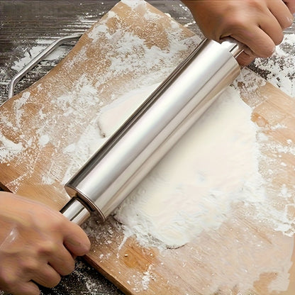 Stainless Steel Rolling Pin, Professional Non-Stick Dough Roller with Non-Slip Grip and Rounded Ends, Easy to Clean Baking Rolling Pin for Pizza Dough, Pie Crust, Pasta, Cookie, Bread, Multiple Sizes