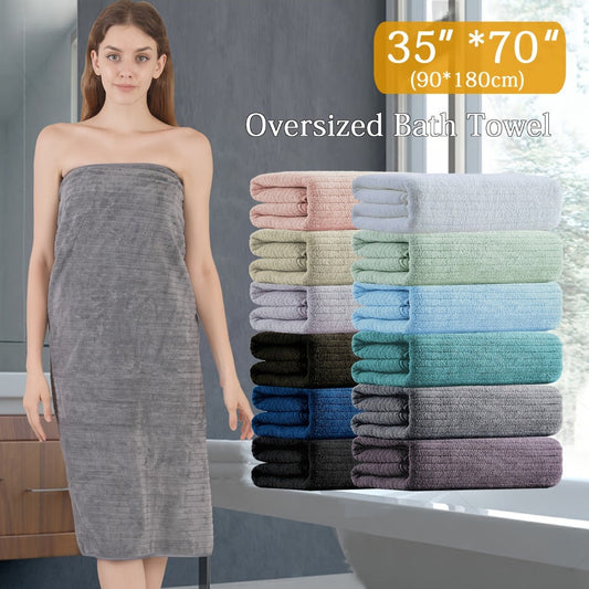 Bath Towels Set 4-Pack Oversized 35 x 70 Inch Microfiber Sheets in 13 Solid Color Options for Home and Guest Use