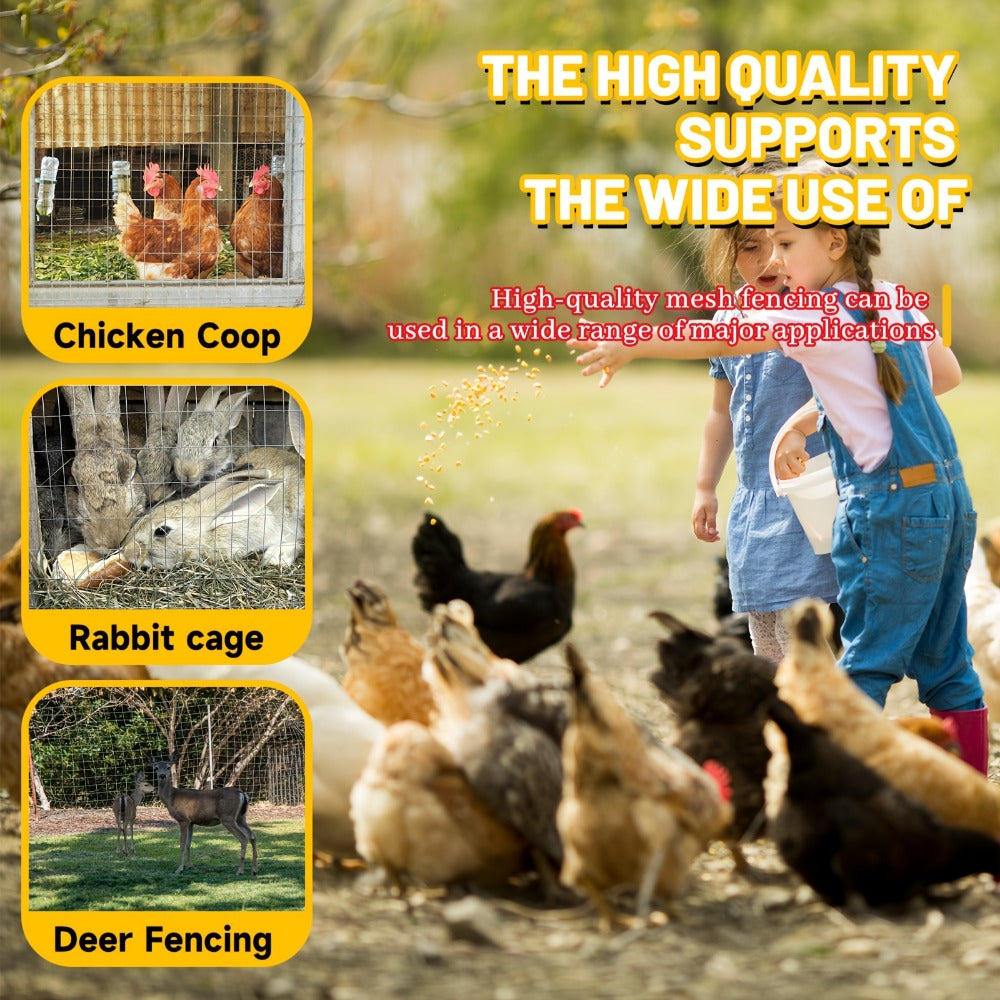 Welded Wire Mesh Fence Roll 50ft – Galvanized Zinc-Coated Steel Hardware Cloth for Chicken Coop, Garden Fence, Pet Enclosure, Rabbit Hutch & Plant Support, Rust-Resistant, 4ft 5ft 6ft Wide Options