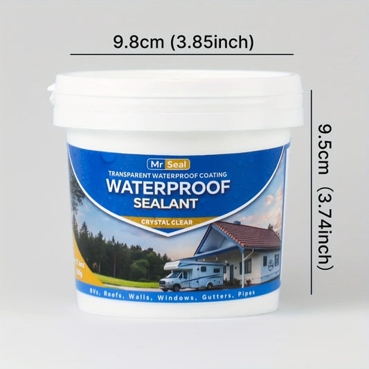 Clear Waterproof Sealant for RV Roof – Transparent Leak Repair Glue for Pipes, Gutters, Walls & Multi-Surface | Fast-Dry Water-Based Crack Filler | 500g