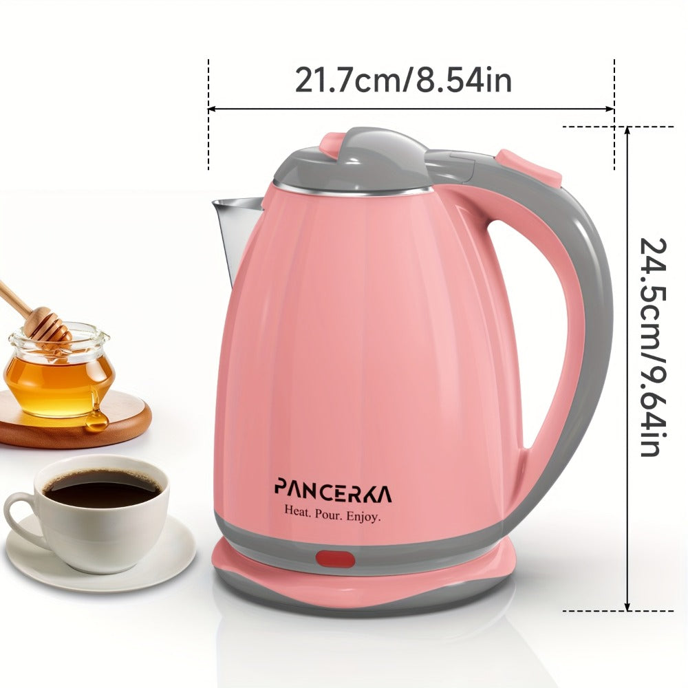 PANCERKA 1.8L Electric Kettle with 1000W Heating and Stainless Steel Interior in Pink or White