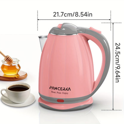 PANCERKA 1.8L Electric Kettle with 1000W Heating and Stainless Steel Interior in Pink or White