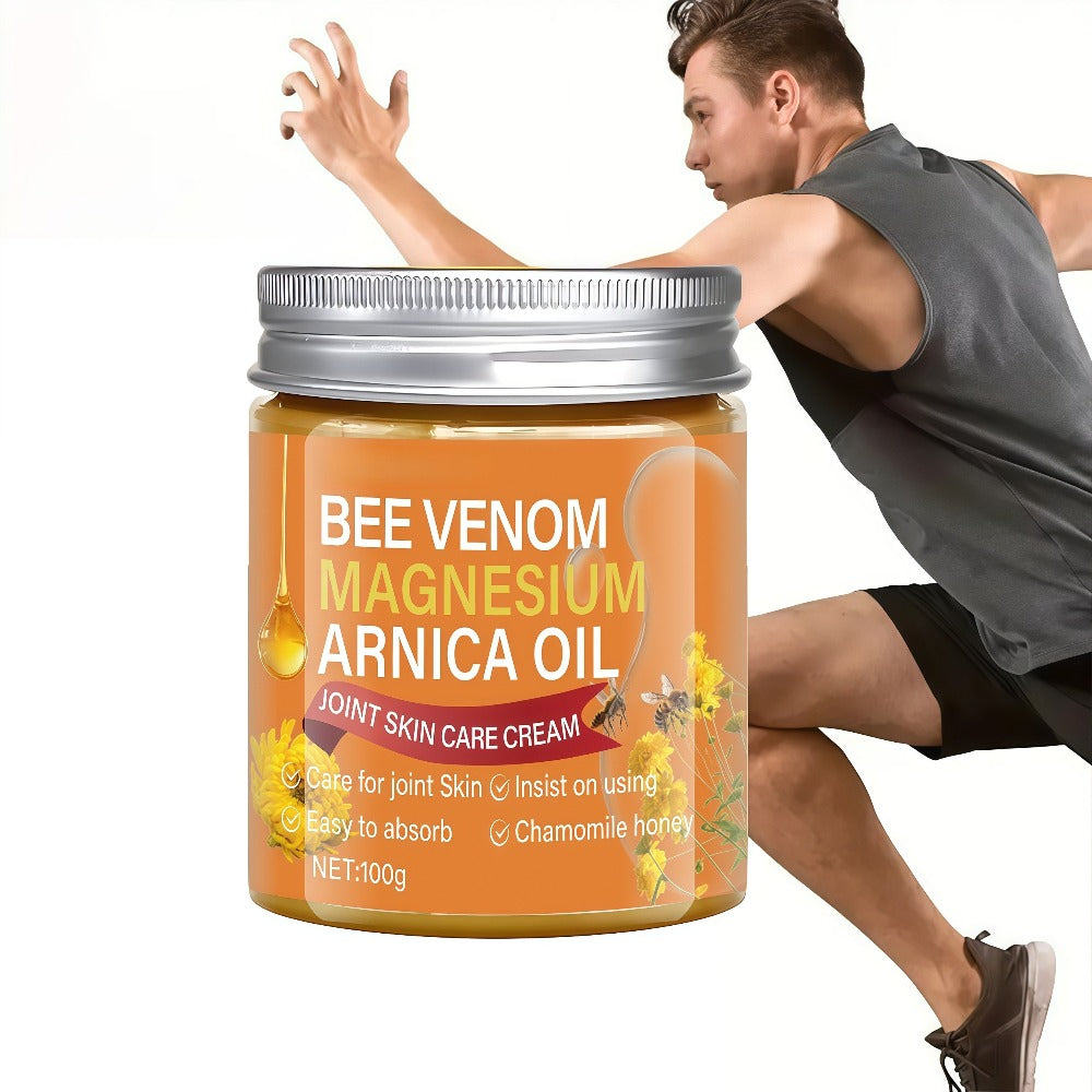 Body Cream 100g Jar with Bee Venom, Magnesium, Arnica Oil, Chamomile and Honey for Massage Use