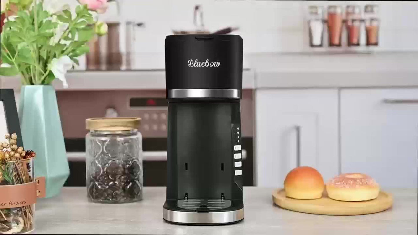 Black Single-Serve Coffee Brewer with CM6080 or CM6070 Model Options and Removable Cup Platform