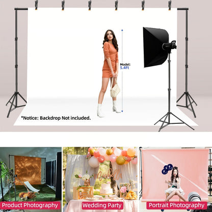 Adjustable Backdrop Stand 10x6.5ft Heavy Duty Metal Background Support System | Photo Studio, Wedding, Birthday Party & Event Photography Stand with Carrying Bag