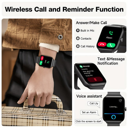 Smart Watch 1.95-Inch Touch Display with Voice Assistant, Wireless Calling and 100+ Custom Faces