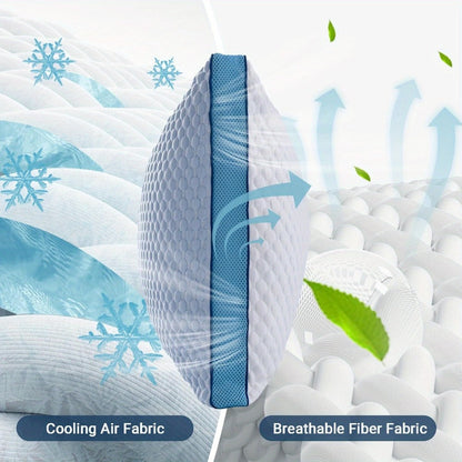 Adjustable Shredded Foam Body Pillow, 20 x 54 Inches, Split-Color Cover in White or Grey for Adult Beds