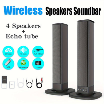 Detachable 19.3-Inch TV Soundbar with Four-Speaker Layout, TF, AUX, FM, RCA and TWS Inputs