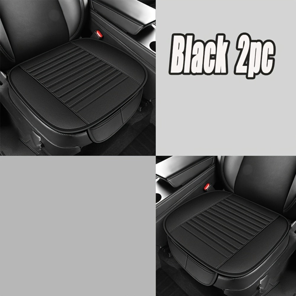 Car Seat Pads 2pcs Front – Non-Slip Rubber Base, Breathable Backless Design, Universal Fit All-Season Comfort Cushion, Black Beige Grey Car Interior Seat Cover Pad Set