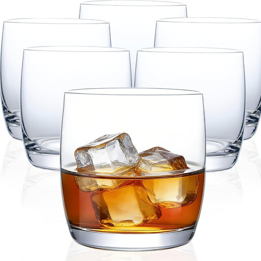 Crystal Rocks Glasses Set of 6 – 10.5oz Premium Whiskey Tumbler, Clear Bourbon Scotch Cocktail Drinking Glasses, Dishwasher Safe Old Fashioned Glassware for Home Bar, Restaurant, Gift for Men