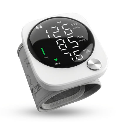 Blood Pressure Monitor Wrist Device with LCD Display, Voice Readout, Dual-User Memory and USB Rechargeable Power