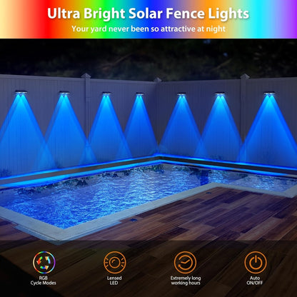 Solar Garden Light Fence Wall Fixtures with 9 Modes, Dusk Sensor and 4 or 8-Pack Options for Outdoor Garden Decor