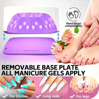 Wireless 30-Bead UV LED Nail Lamp in White with Three Timer Settings and SUN-S10MAX Model Label