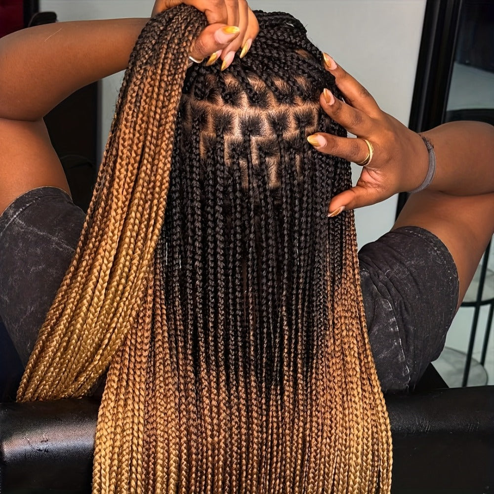 Long Box-Braid Wig with Full Lace Cap in 26- or 38-Inch Lengths and Four Lettered Color Options