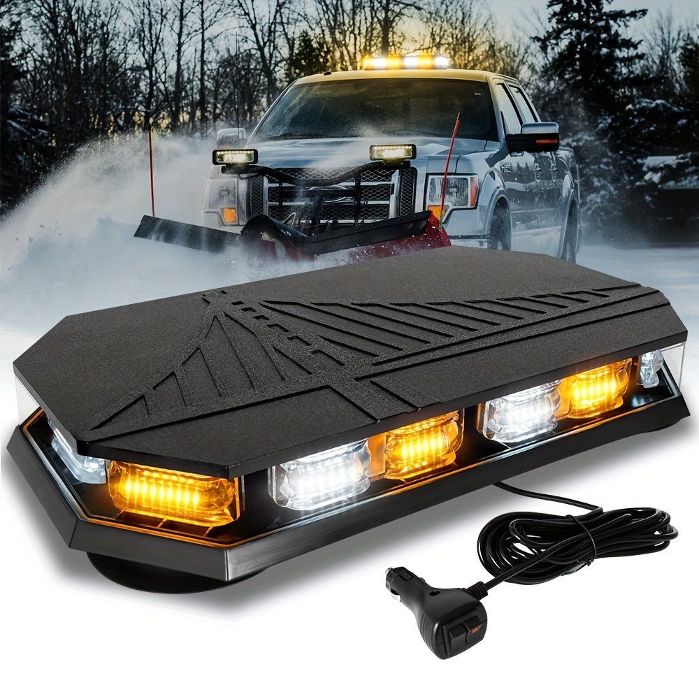 126 LED Roof Strobe Beacon Light Bar IP67 Waterproof Emergency Hazard Flashing Warning Light 12-24V for Construction Vehicles Tow Trucks Snowplow Postal Cars, Amber & Amber/White