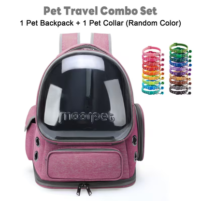 Cat Backpack Carrier with Collar | Breathable Oxford Pet Backpack for Cats & Small Dogs, Large Capacity Travel Bag with Safety Zippers, Durable Straps & Ventilated Mesh for Outdoor Adventures, 5 Colors