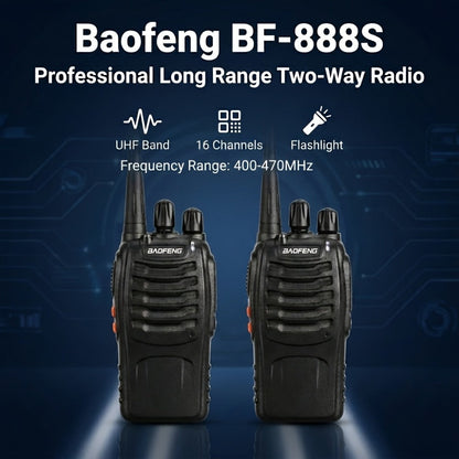 Baofeng UHF Walkie Talkies 16CH 5W – 2/4/6/8/10/12 Pack Two-Way Radios, USB Rechargeable 1500mAh Battery, LCD Display, Hi-Fi Sound, for Outdoor Sports, Hiking, Camping & Emergency Communication