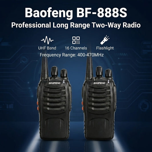 Baofeng UHF Walkie Talkies 16CH 5W, 2/4/6/8/10/12 Pack Two-Way Radios, USB Rechargeable 1500mAh Battery