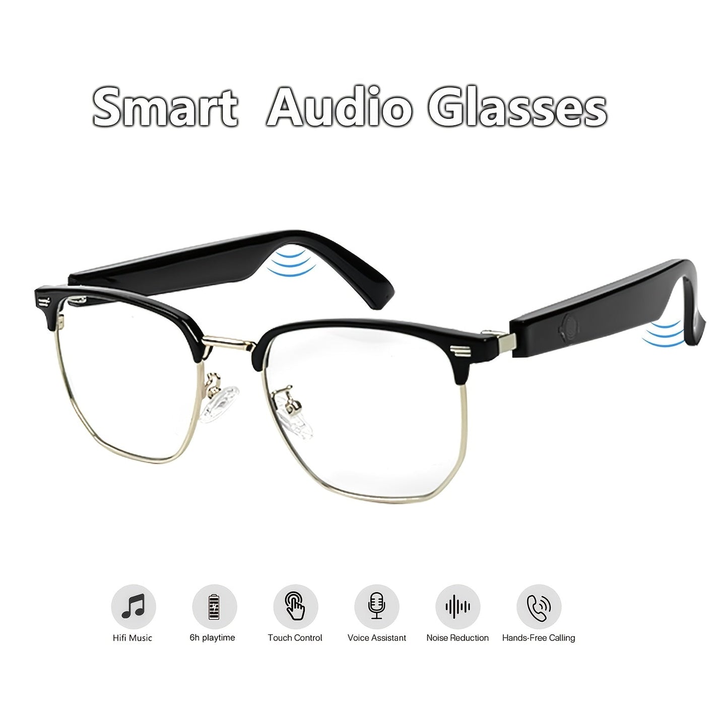 Photochromic Smart Audio Glasses – Auto-Tinting Sunglasses with Built-in Speaker & Mic, HD Voice Calls, Hi-Fi Music, Anti-Blue Light – for Sports, Driving & Daily Wear