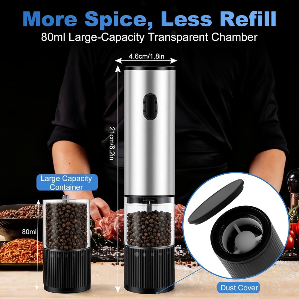 Electric Pepper Grinder USB-C Rechargeable, 5-Level Adjustable Coarseness, One-Hand Operation