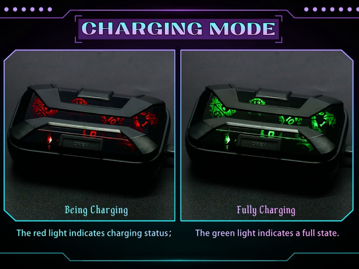 LED Dice Set 7pcs Wireless Rechargeable Light Up, Colorful Glowing Polyhedral Dice with Charging Box