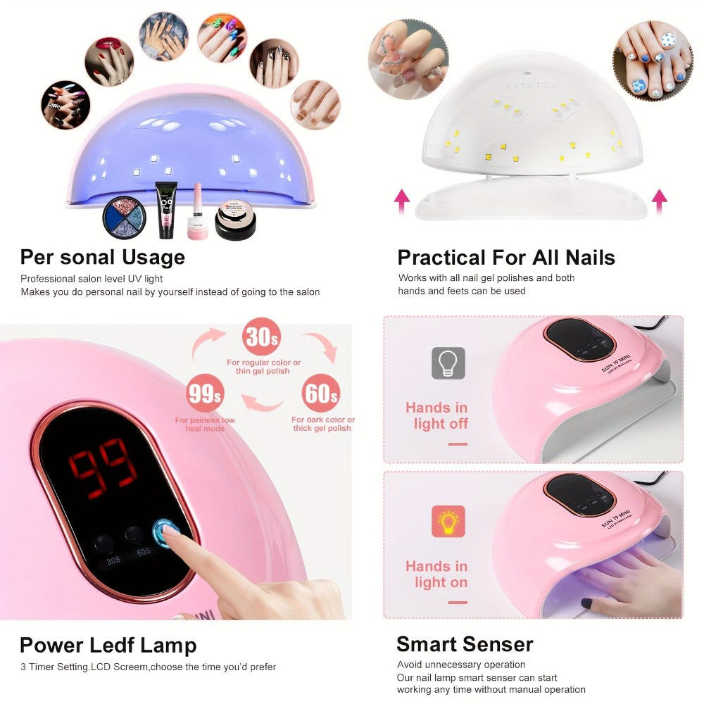 Complete Acrylic Nail Kit with Drill & UV LED Light, Colored Acrylic Powders & All Tools Included for
