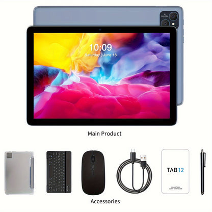 Android Tablet 10.1-Inch PRITOM with Android 14, 8GB Total RAM, 128GB Internal Storage and Keyboard Kit