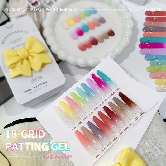 Gel Nail Polish Set 18 Colors Cloud Soufflé Patting Gel — High Saturation UV LED Soak-Off Autumn Winter Nail Art Kit for Women, Salon & Home DIY Manicure Professional Nail Enthusiasts