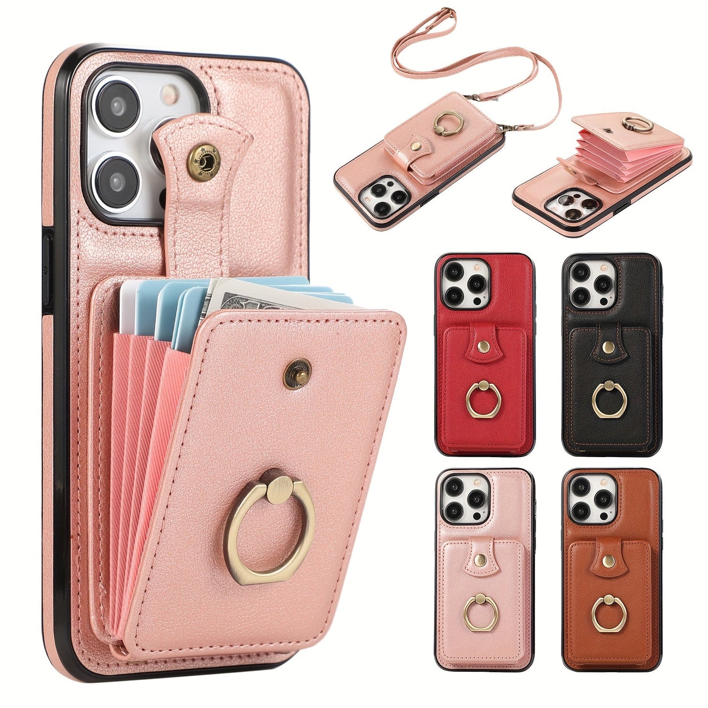 Phone Case RFID-Blocking Wallet with 2–3 Card Holder, Fold-Out Kickstand and Magnetic Charging for Select iPhones