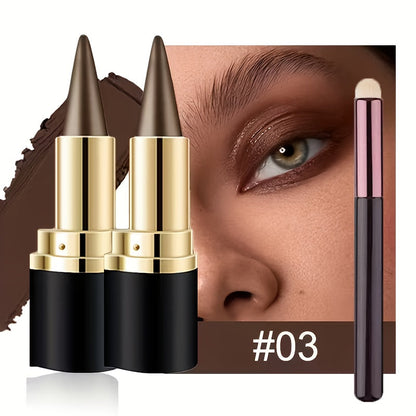Waterproof Gel Eyeliner Stick 2 or 4PCS 24-Hour Long-Lasting Matte Fast-Drying Non-Smudge Eye and Lip Liner with Brush - Black Brown Everyday Party Makeup Women